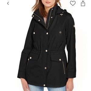 Michael Kors Petite Hooded Anorak Jacket. Black. Size Petite Medium.